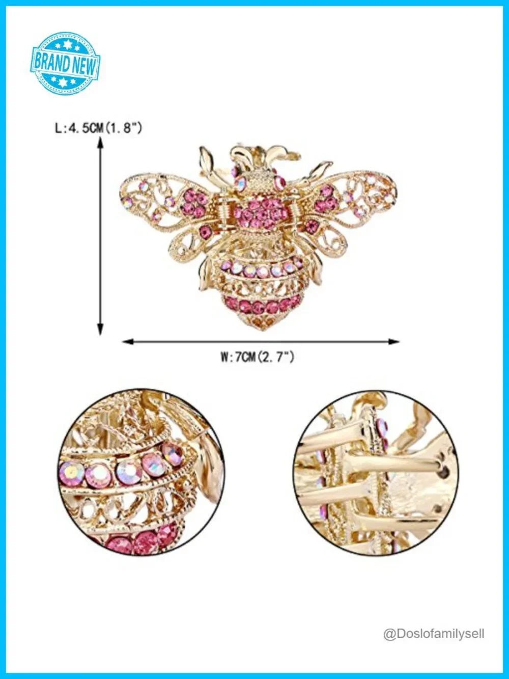 Crystal Hair Claw Clip Daily Prom Honey Bee Insect
